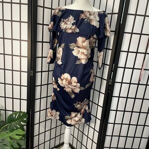 Navy Floral Long Sleeve Dress